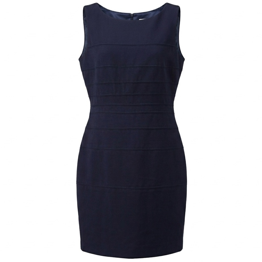 Calvin Klein Navy Blue Ribbed Sheath Dress 10P Petite Work Business Casual - Picture 6 of 7